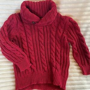 Old Navy Toddler Cowl Neck Chunky Knit Red Sweater 2T